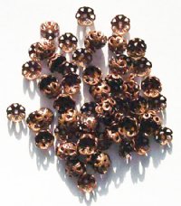 100 2x5mm Antique Copper Plated Filigrae Bead Caps